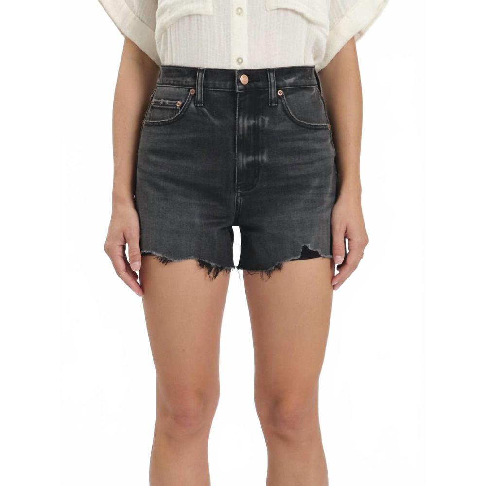High-Rise Black Denim Jean Shorts - Unbranded
